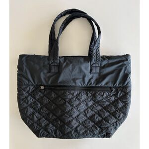 Sondra Roberts Squared Black Quilted Tote Bag